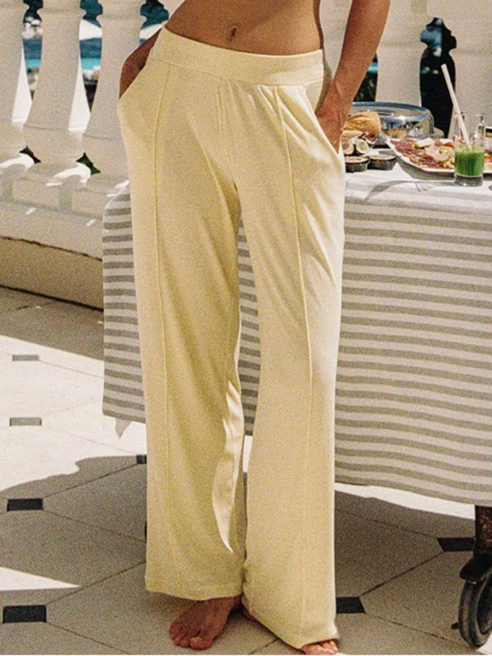 Relaxed Wide-Leg Pants in Soft Lemon #34